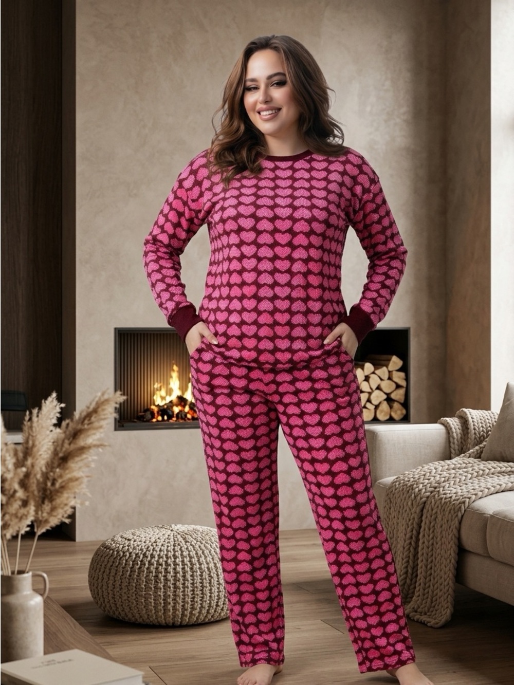 kate spade Pink & Dark Pink Heart-Print Pajama Set